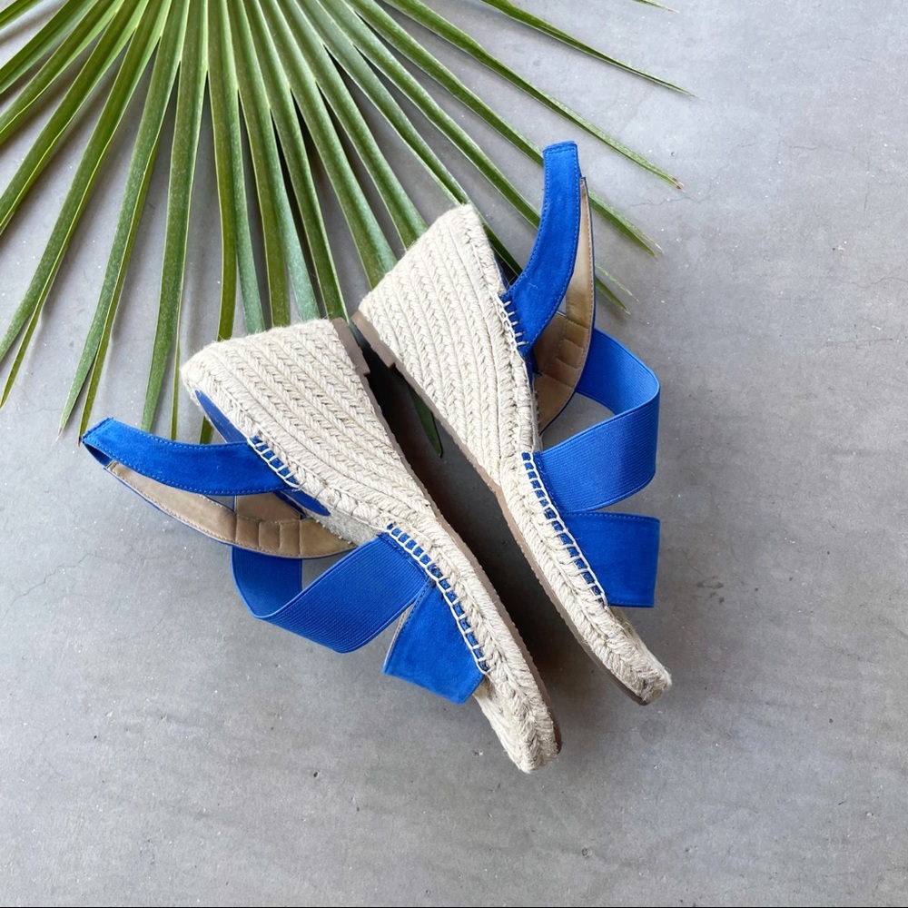 Adrienne Vittadini Royal Blue Espadrille Wedge Sandals - Picture 7 of 10